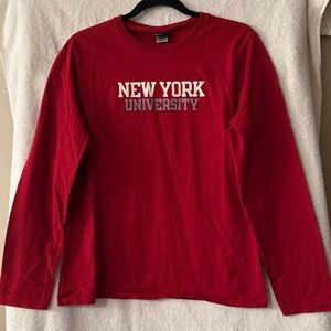 Champion Red NYU Long Sleeve Shirt slim fit